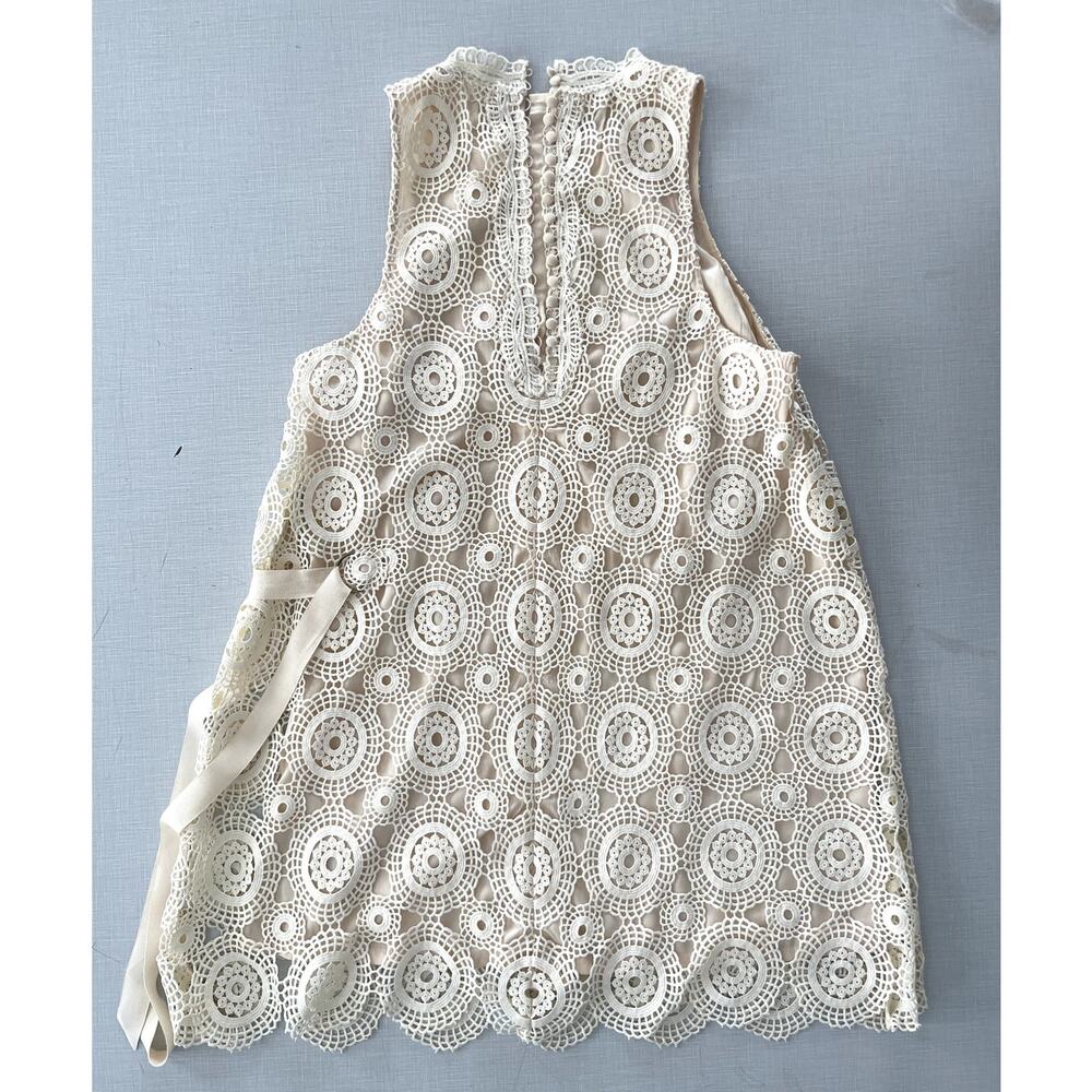 Free People Sz 10 Selma Lace Crochet Shift Dress Mini Boho Festival Prairie - Picture 5 of 16